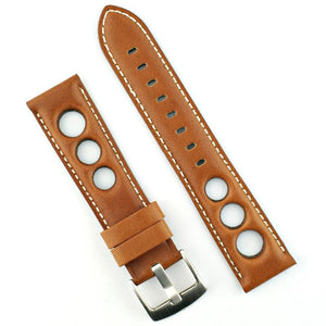 Horween Leather Rally Strap - Honey Brown Leather Straps - McDowell Time Auto-Quartz Kinetic Movement YT57