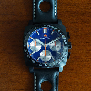 Maxton Men's Watch - Blue Dial - PVD Black Case Watch - McDowell Time Auto-Quartz Kinetic Movement YT57