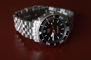 Tidewater Men's Watch - Black Dial - Brushed Stainless Watch - McDowell Time Auto-Quartz Kinetic Movement YT57