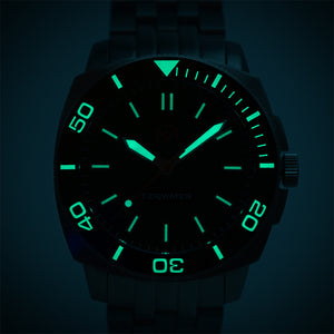 Tidewater Men's Watch - Black Dial - Brushed Stainless Watch - McDowell Time Auto-Quartz Kinetic Movement YT57