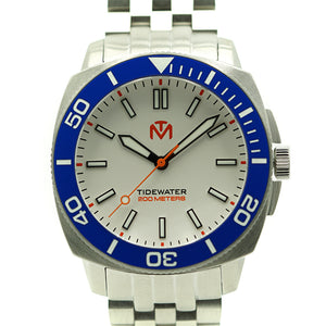 Tidewater Men's Watch - White Dial - Brushed Stainless Watch - McDowell Time Auto-Quartz Kinetic Movement YT57