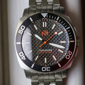 Tidewater Men's Watch - Carbon Fiber Dial - Brushed Stainless