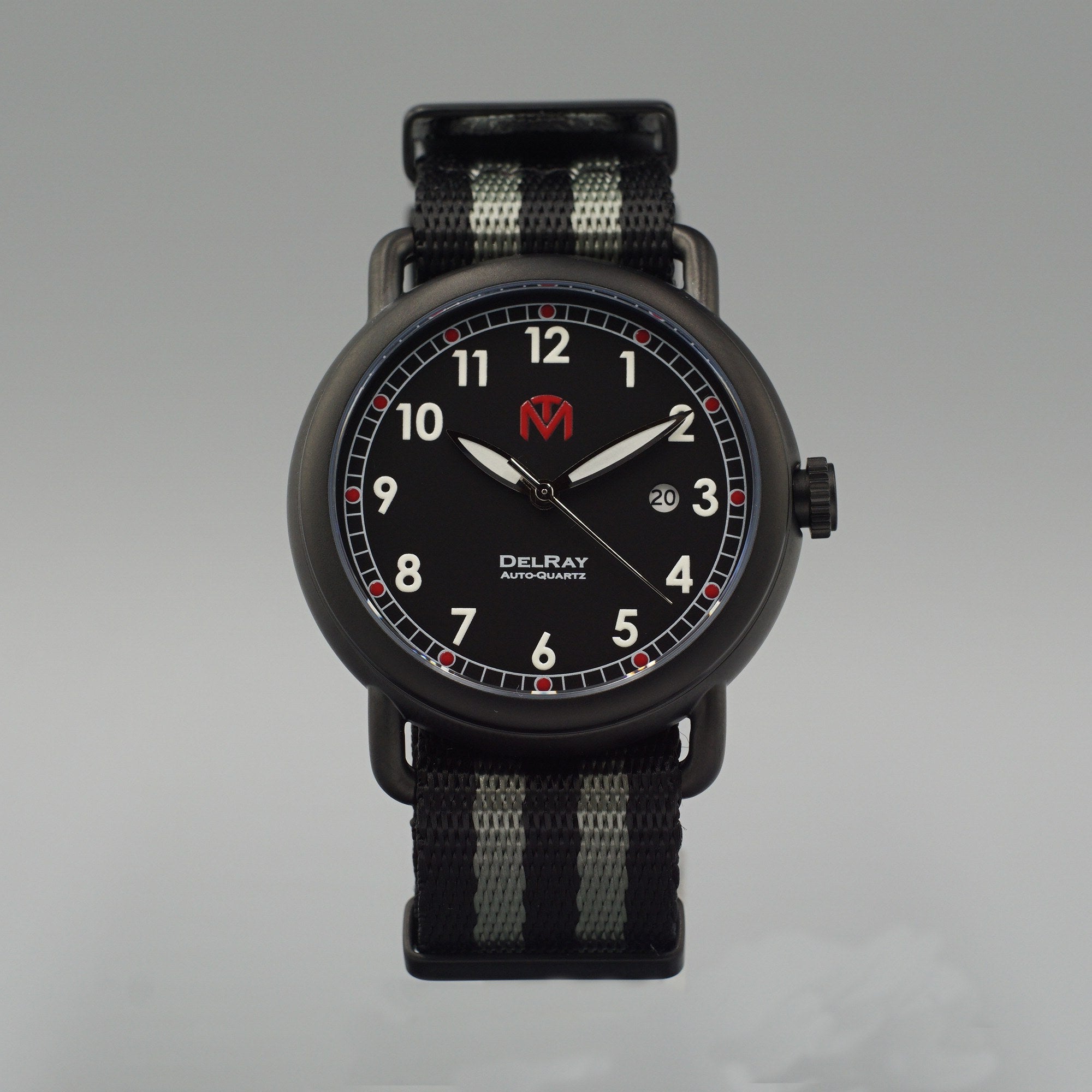DelRay Black Dial PVD Black Case 44mm Wire Lug Watch McDowell Time