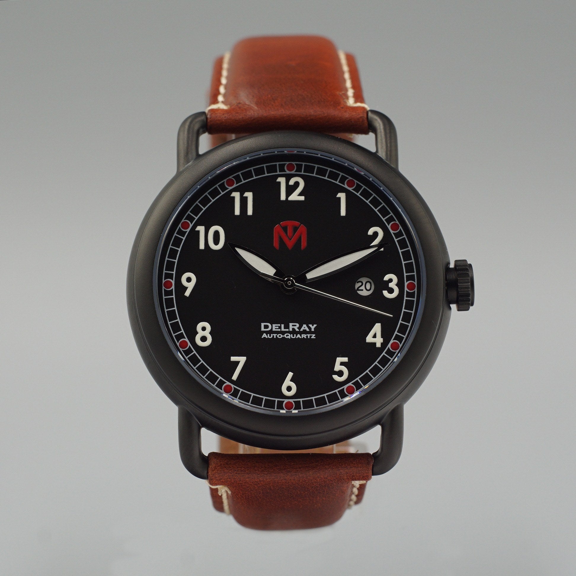 DelRay Men s Watch Black Dial PVD Black Case