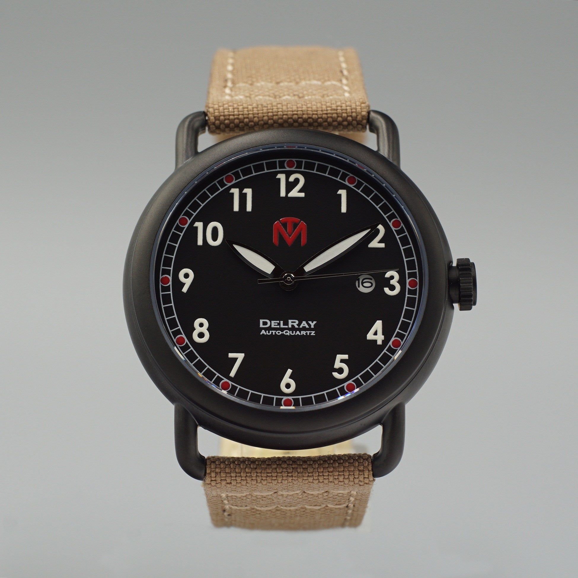 DelRay Men s Watch Black Dial PVD Black Case