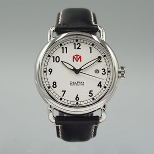 DelRay Men's Watch - White Dial - Polished Case Watch - McDowell Time Auto-Quartz Kinetic Movement YT57