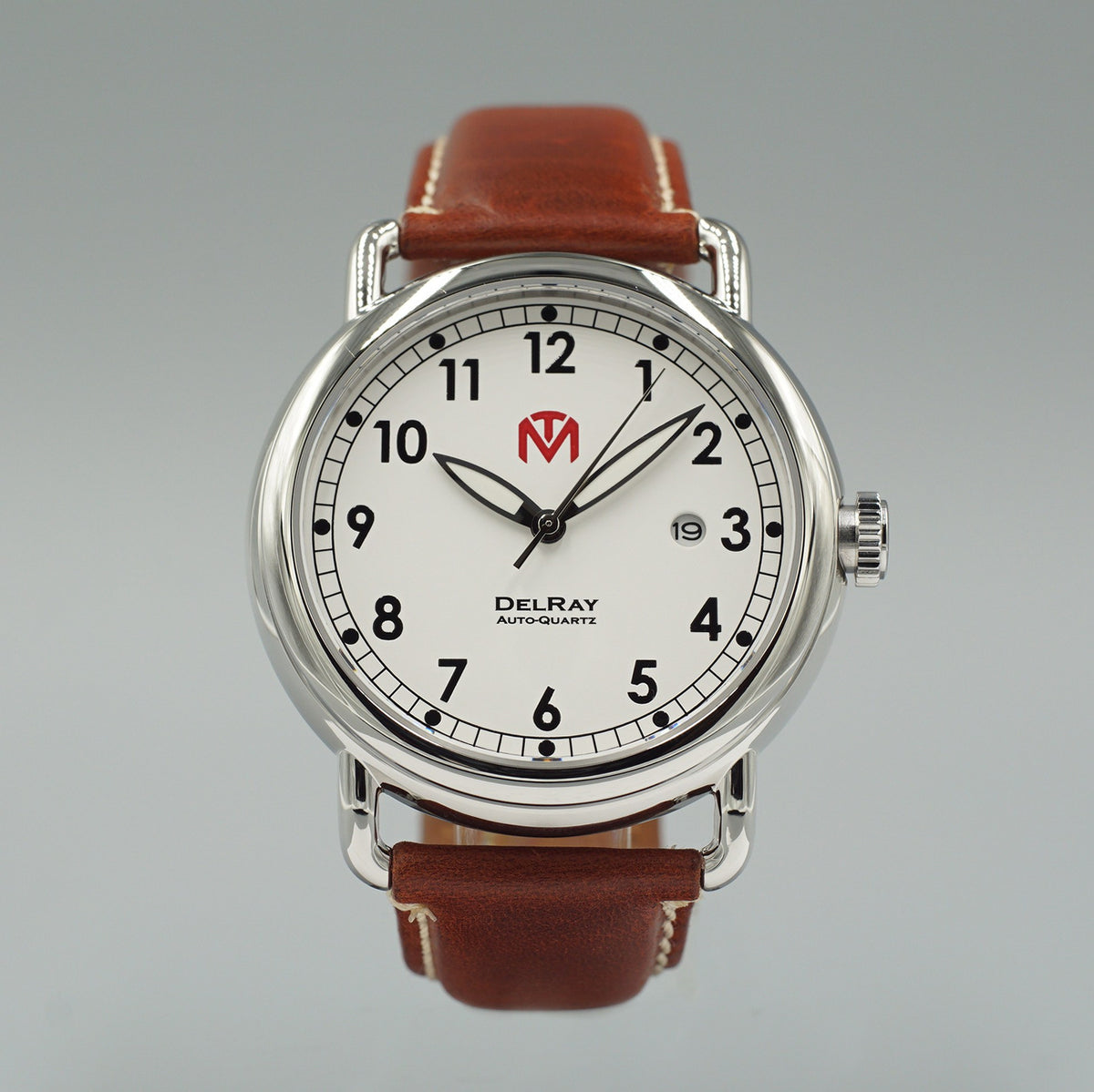 DelRay - White Dial - Polished Case - 44mm Wire Lug Watch - McDowell Time