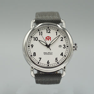 DelRay Men's Watch - White Dial - Polished Case Watch - McDowell Time Auto-Quartz Kinetic Movement YT57